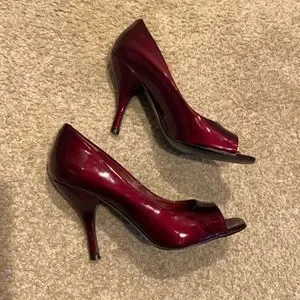 BCBGeneration Shoes Bcbg Dark Red Peep Toe Heels Poshmark